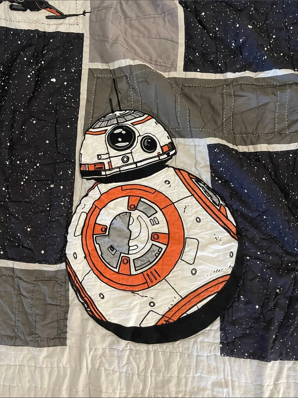 Pottery Barn Kids Star Wars Patchwork Full size Quilt, 1 Euro Sham, 1 Reg Sham